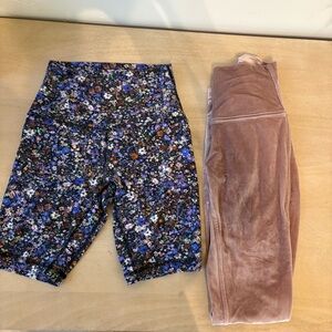 lululemon athletica Floral Athletic Shorts and Velvet Leggings